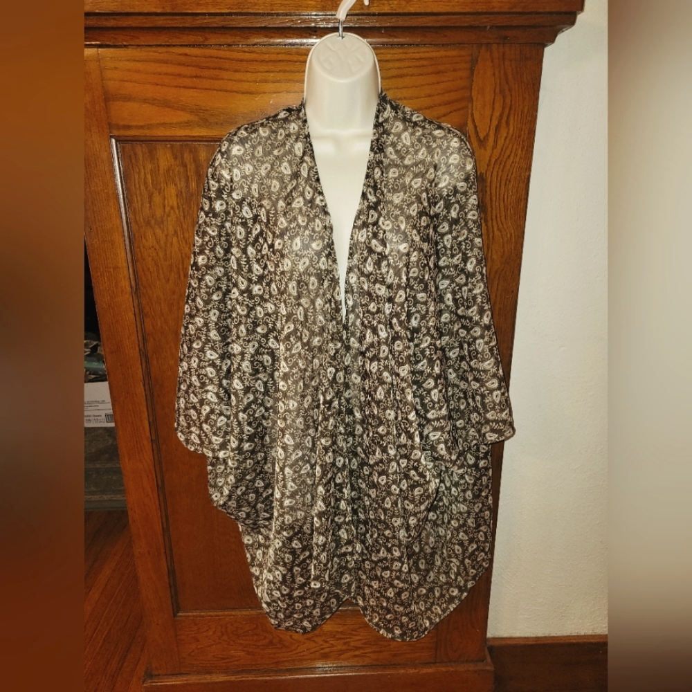 RVCA Kimono Cover Up Jacket Brown Floral One Size